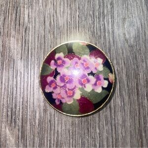 Vintage Floral Violets Brooch 2”